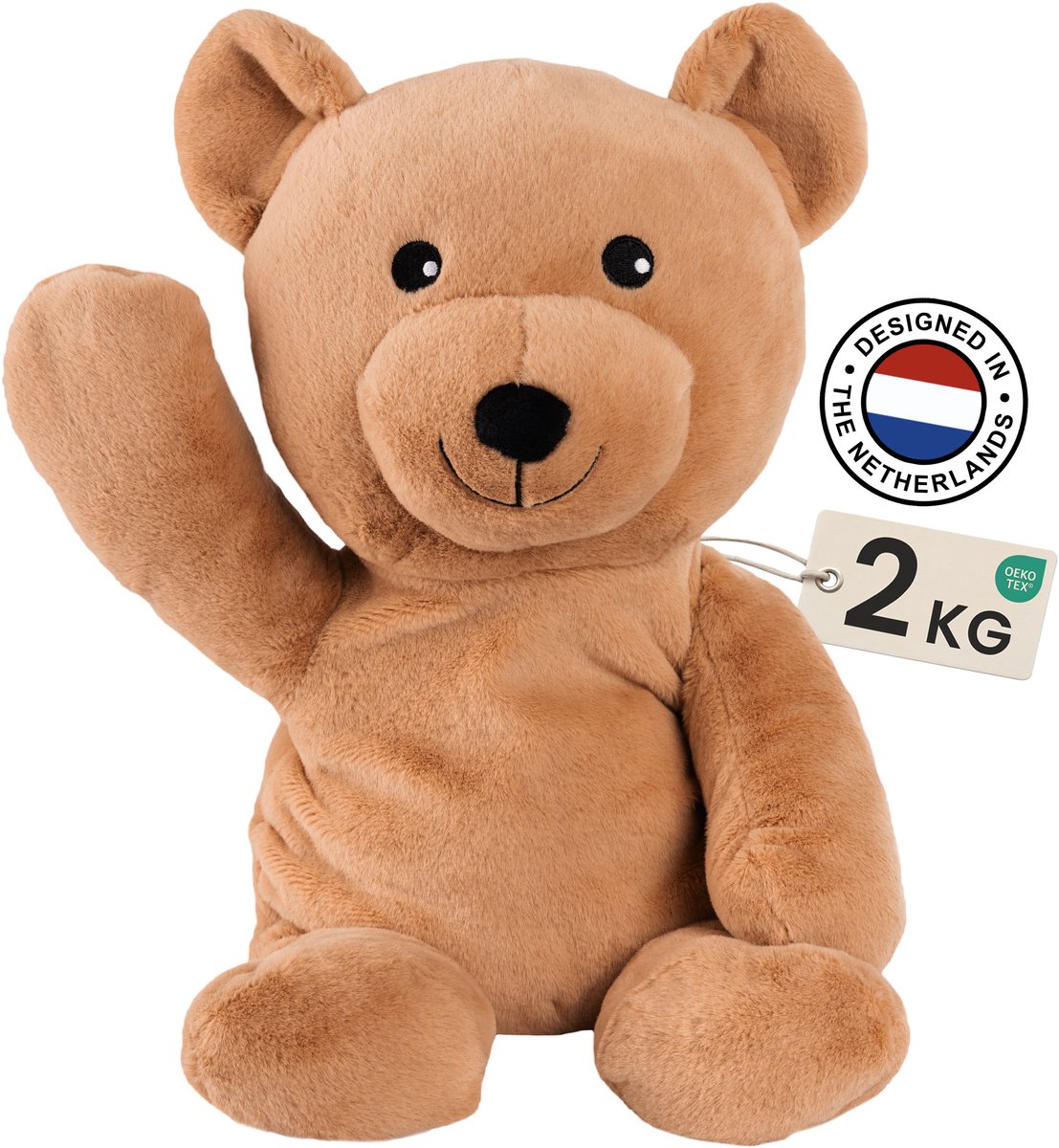 BrellaVio Verzwaringsknuffel Beer - 2 kg/45 cm - Verzwaarde Knuffel voor Kinderen & Volwassenen - Weighted Stuffed Animal - Zware Knuffel - Alternatief voor Verzwaringsdeken