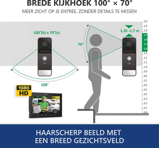 ELRO DV700 Video Deur Intercom - 1080P HD Camera - Opnamefunctie - 7 Inch Kleurenscherm van Elro — afbeelding 4