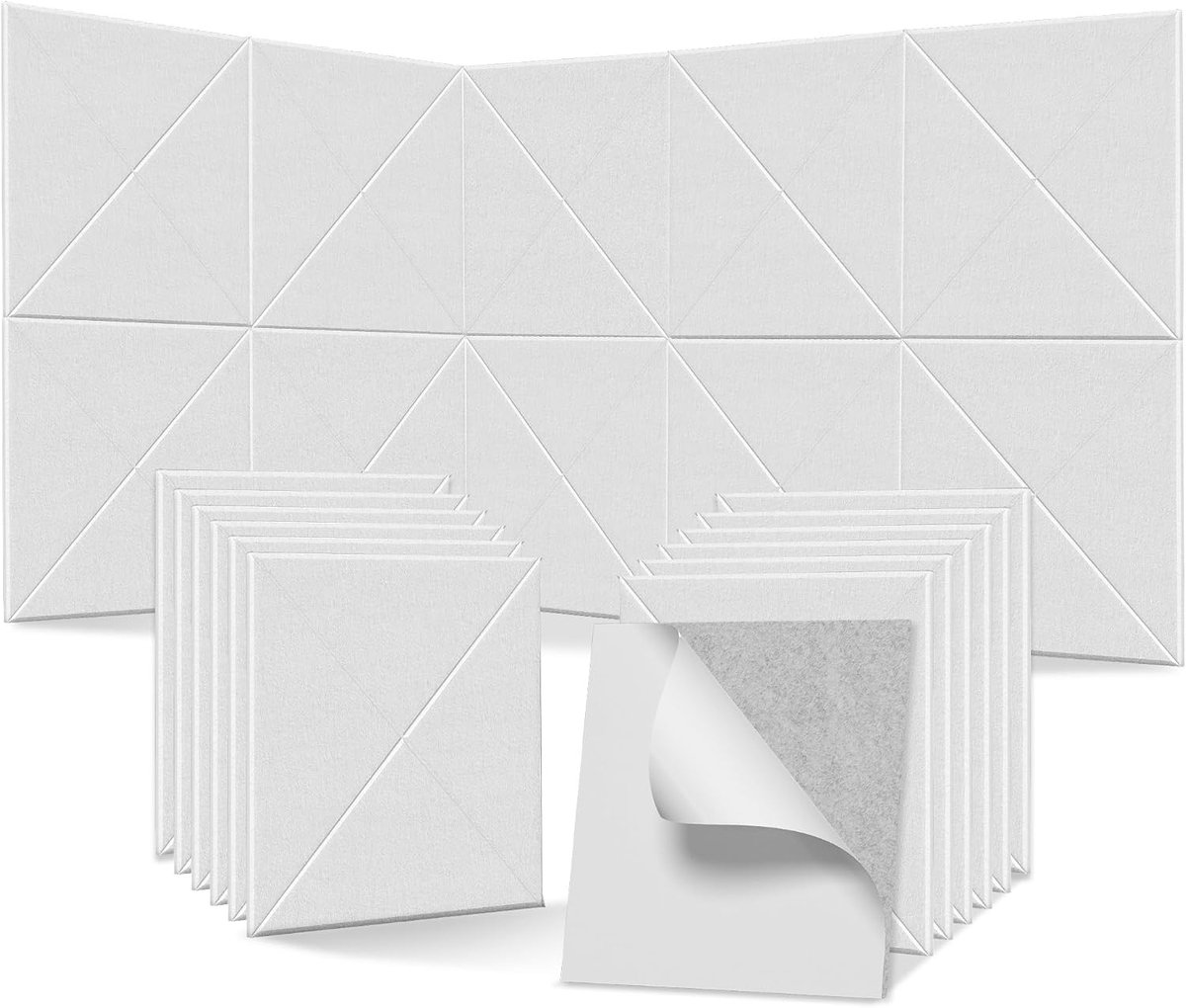 12 Stuks X-vorm Zelfklevende Akoestische Panelen 30x30cm, Geluiddempende Polyestervezel Muurpanelen Geluidsisolatie voor Studio, Kantoor en Slaapkamer, Wit – NAIZY