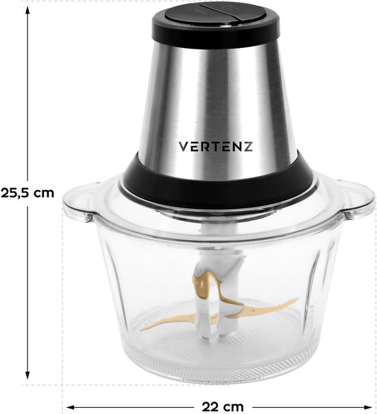 Vertenz Chop 20 - Elektrische Hakker - Glazen Kom - Keukenmachine - Zwart — afbeelding 3