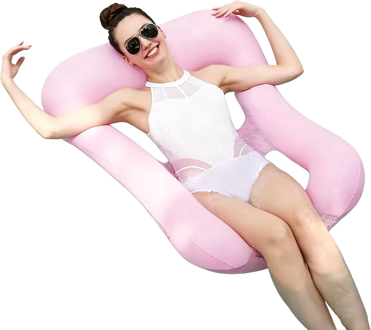 LISM-Vierkante opblaasbare waterligstoel, gemaakt van PVC, perfect voor zwembad- en waterspelletjes - roze