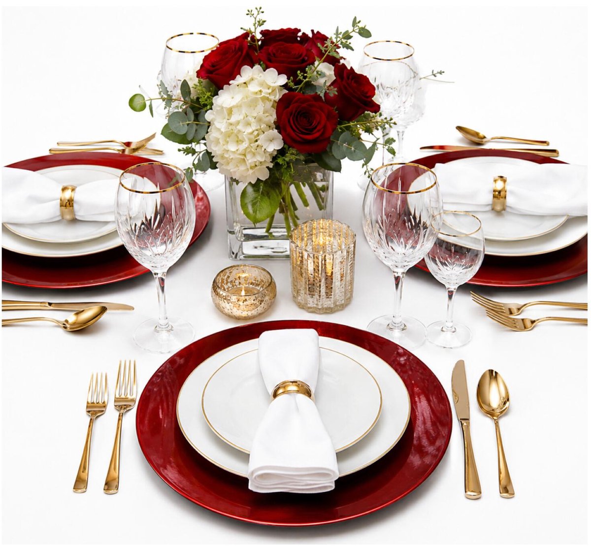 Othmar Decorations Dinerborden - 12x - rood glimmend - 33 cm - kunststof - onderborden
