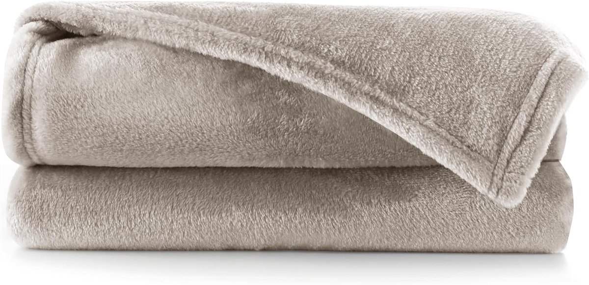 Mic Knuffeldeken 70 x 150 cm cappuccino-beige deken microvezel Sprei fleece zacht pluizig knuffelig