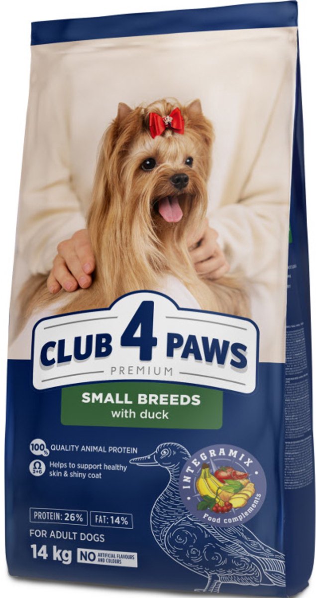 Club 4 Paws Club 4 Paws premium droogvoer met eend small breeds 14 kg