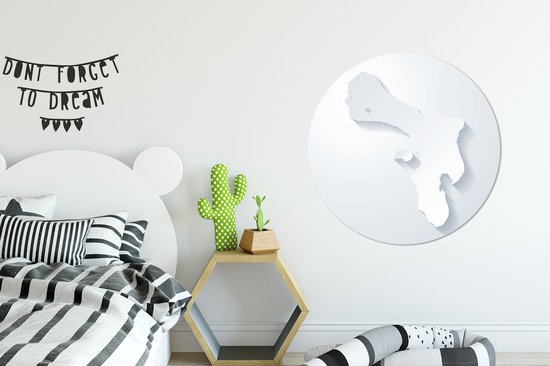 illustration noir et blanc de Bonaire sur fond blanc Cercle mural aluminium ⌀ 90 cm - tirage photo sur cercle mural / cercle vivant / cercle jardin (décoration murale)