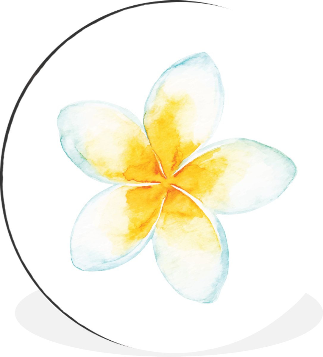 WallCircle - Wandcirkel - Muurcirkel - Aquarelverf - Bloem - Tropisch - Aluminium - Dibond - 140x140 cm - Binnen en Buiten