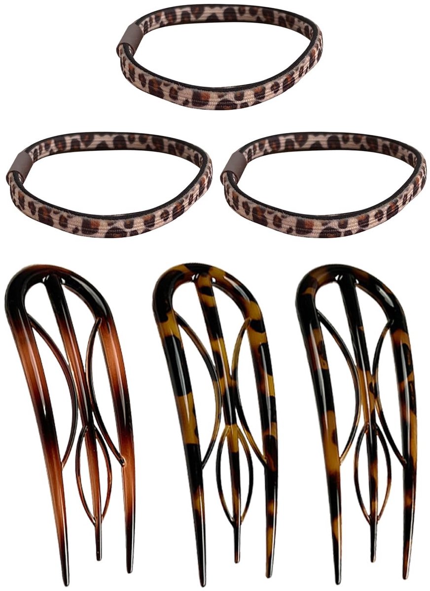 Dailygoods- Haarspeldstukken U-vormig - Elastische Haarring 3 Stuks - Haaraccessoires Meisje - Modieuze Haaraccessoires - Acryl/Stof - Luipaardpatroon