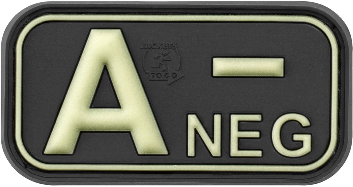 Rubberen badge JTG Bloodtype A-