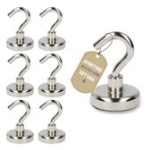 Magnetenspecialist - Haakmagneet - Neodymium Magneet met Haak - 28 kg Houdkracht - 32 x 10 x 9 mm - Set van 6