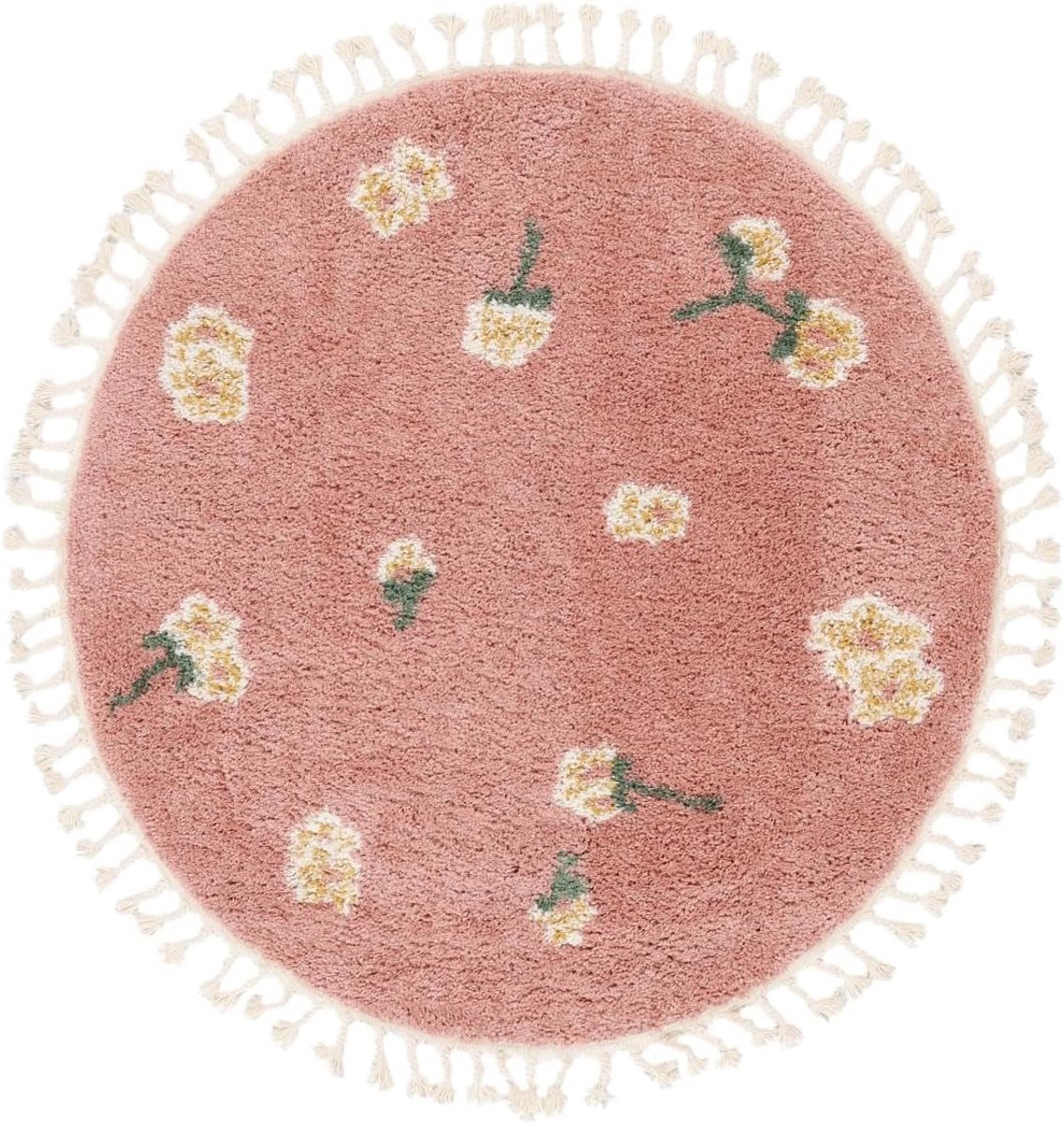 Linnea, Kinderkleed, Moderne, Ø 100 cm, Rond, Middelpolig, Woonkamer, Kinderkamer, Slaapkamer, Hal, Alleen chemisch reinigen, Zonder gevaarlijke chemicaliën, Roze
