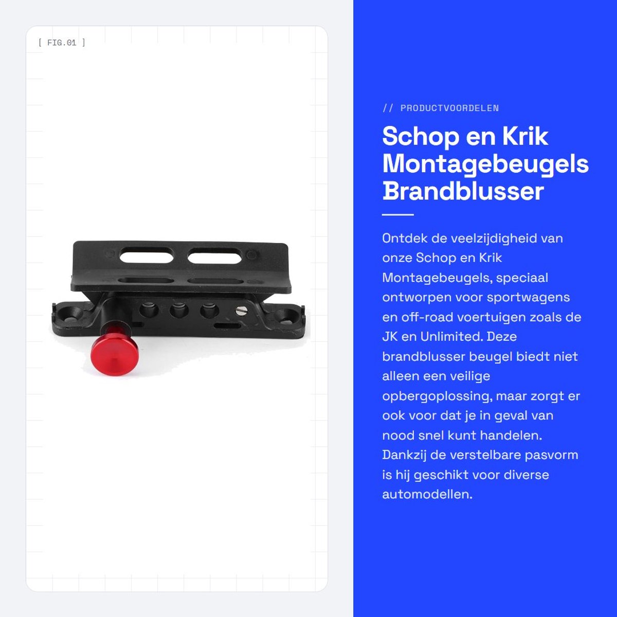 Dailygoods- Brandblusser Beugel Verstelbare Pasvorm - Geschikt voor Sport/JK/Unlimited - Hoogwaardige Nylon/Aluminium - Eenvoudig te Bevestigen - Duurzaam en Veilig - Brandblusserhouder
