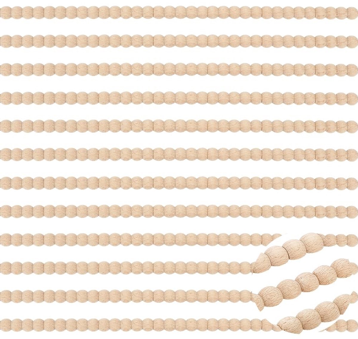 Dailygoods- Sierlijst Decoratief - 12 Stuks - Parelhout - 39,6 x 1,4 cm - Interieurdecoratie - Voor Wandkasten/Ramen/Deuren - Decoratielijst