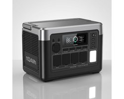 OUKITEL P1000E Plus Draagbaar Powerstation 1024Wh – 1800W Zuivere Sinus – LiFePO4 – 4x 230V Stopcontacten – 1200W Snelladen – Voor Camping, Camper en Noodstroom