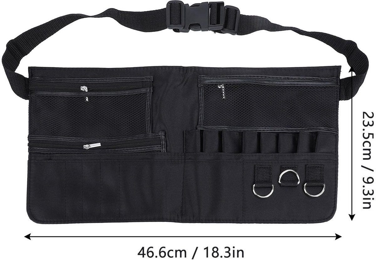 Dailygoods- Borstelriem Professionele Make-up - Multifunctionele Opbergruimte - Gaasvakken/Ritssluiting - Efficiënt Ontwerp - Snelle Toegang - Organisatie van Gereedschap - Borstelhouder