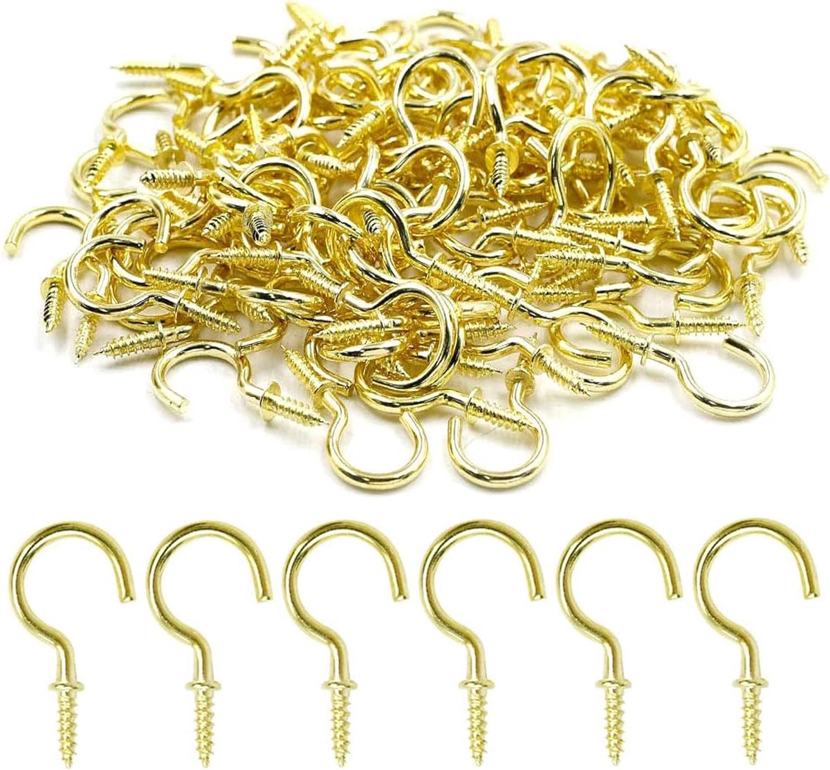 Haken van messing, 1 stuk, metalen bekerhaken, schroefhaken van metaal, voor keuken, kantoor en slaapkamer, voor het ophangen van kopjes en planten