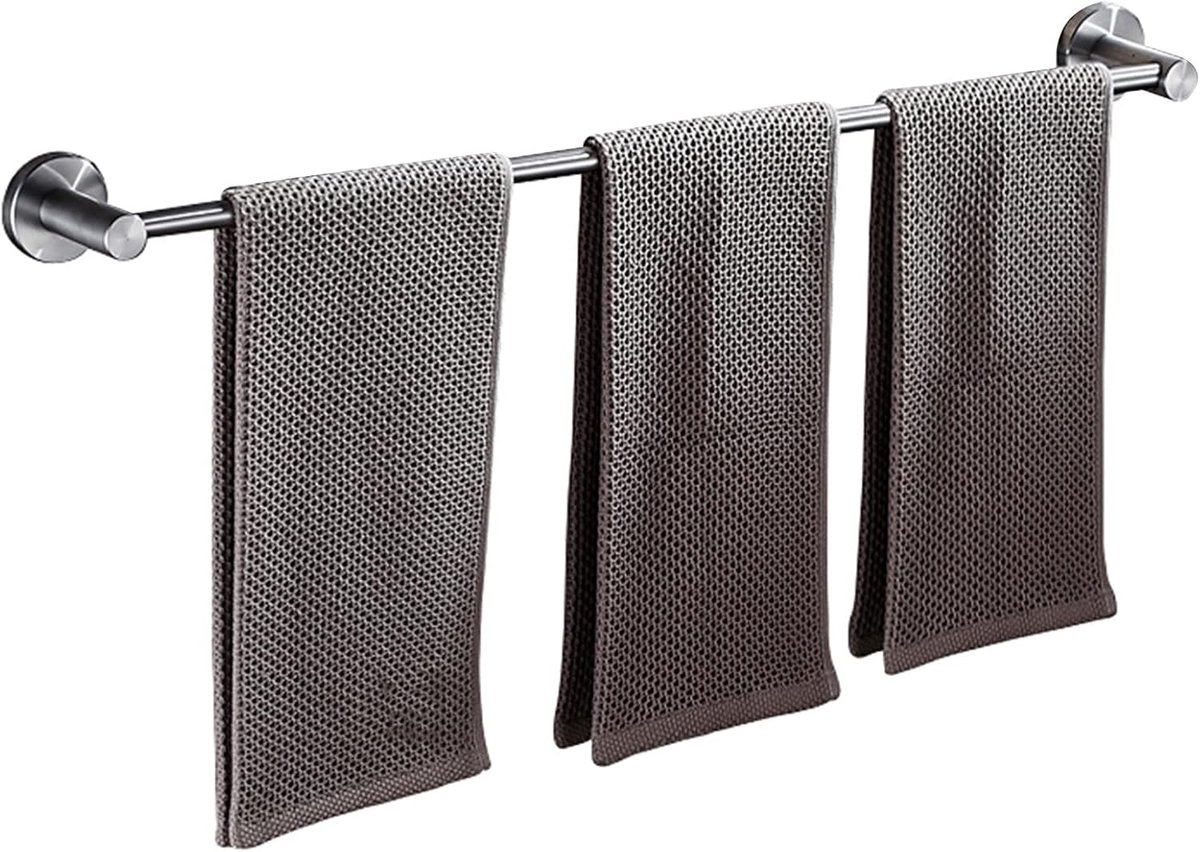 Handdoekrek Badkamer Handdoekenrek met dubbele staande handdoekrekken voor badkamer Keuken Hotel Douche Plank Roestvrij staal Geborsteld 30cm ~ 120cm Wandgemonteerde houder (Maat: 27,6 inch/70cm)