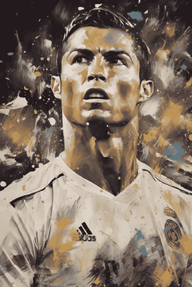 Voetbal Poster - Cristiano Ronaldo - Real Madrid - Abstract Portret - Champions League - Wanddecoratie - posters - formaat 30x40cm - XS230