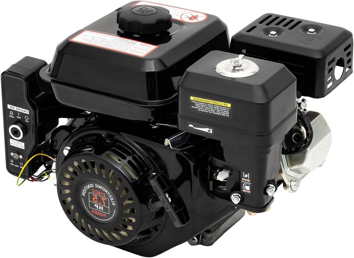 Benzinemotor - 4-takt motor - Apparaten Aandrijven - Elektrische Start - 210cc - Zwart