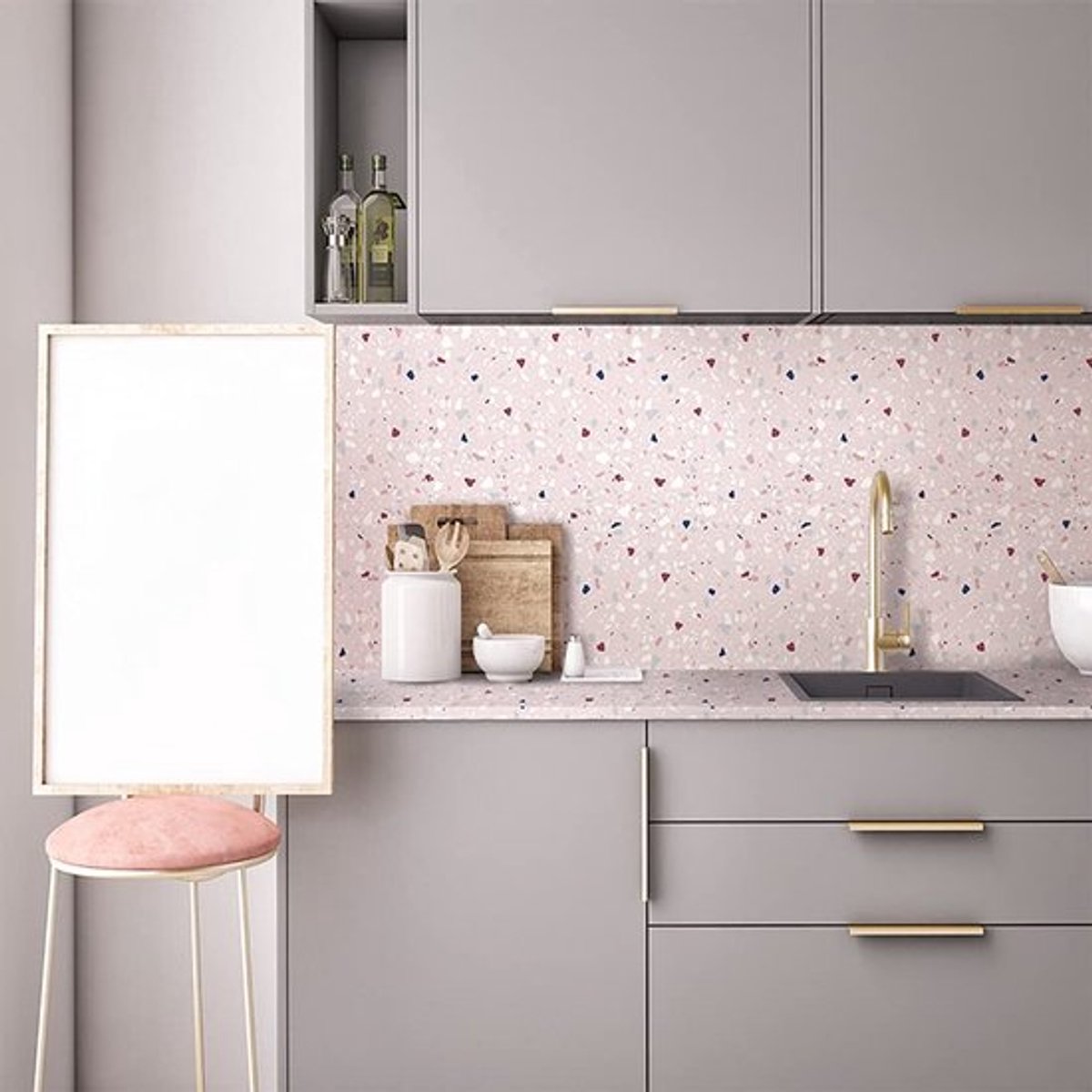 Dailygoods- Terrazzo Sticker - Zelfklevende Muurdecoratie