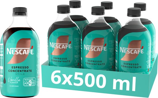 Nescafé Espresso Concentrate Style Vanilla 6×500 ml - Koffieconcentraat - Liquid Concentrate - Concentraat voor Ijskoffie - 16 Porties
