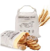2-Pack Bijenwas Broodzakken - 43x33cm - Groot en Draagbaar - Voor Zuurdesembrood - Katoenen Bijenwas Broodzakken - Herbruikbare Katoenen Bijenwas Broodzakken - Voor Zelfgebakken Brood - Vriezerbestendig - Blijft Vers - Beige