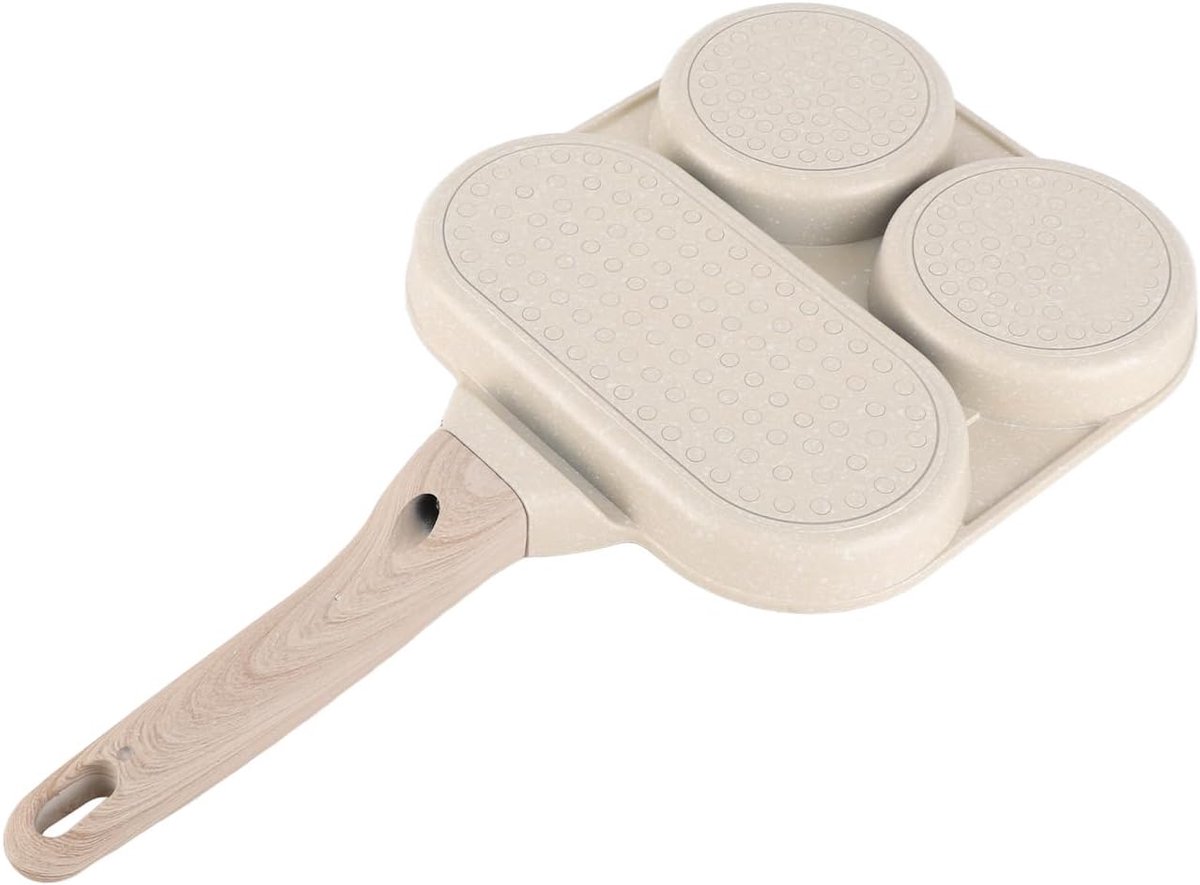 Ontbijtpan 3-in-1 - Koekenpan Omeletpan - Ontbijt Koken - Anti-aanbaklaag - 3 secties - Zwart