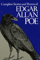 Boekomslag met een zwarte raaf op een blauwe achtergrond. Titel: 'Complete Stories and Poems of Edgar Allan Poe'.