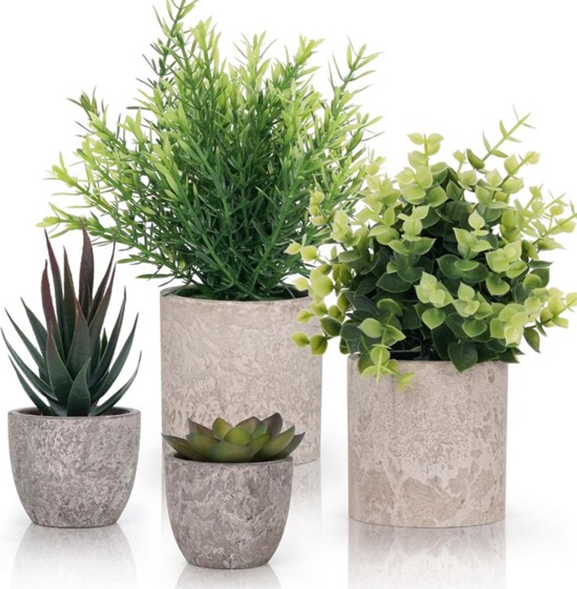 Inovra Plus - Set van 4 Kleine Kunstmatige Planten - Decoratieve Nep Planten met