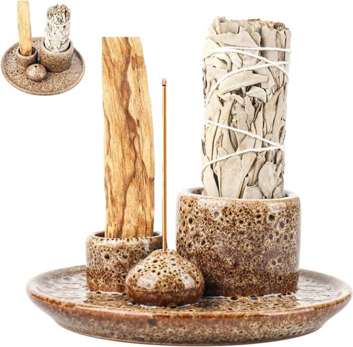 Wierookschaal 4-in-1 voor Palo Santo en Witte Salie - Allecto Plus