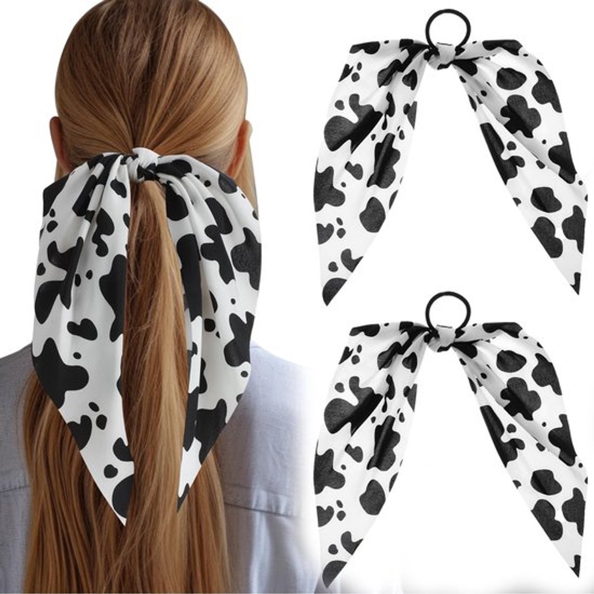 Handgemaakte cow print haarbanden set van 2