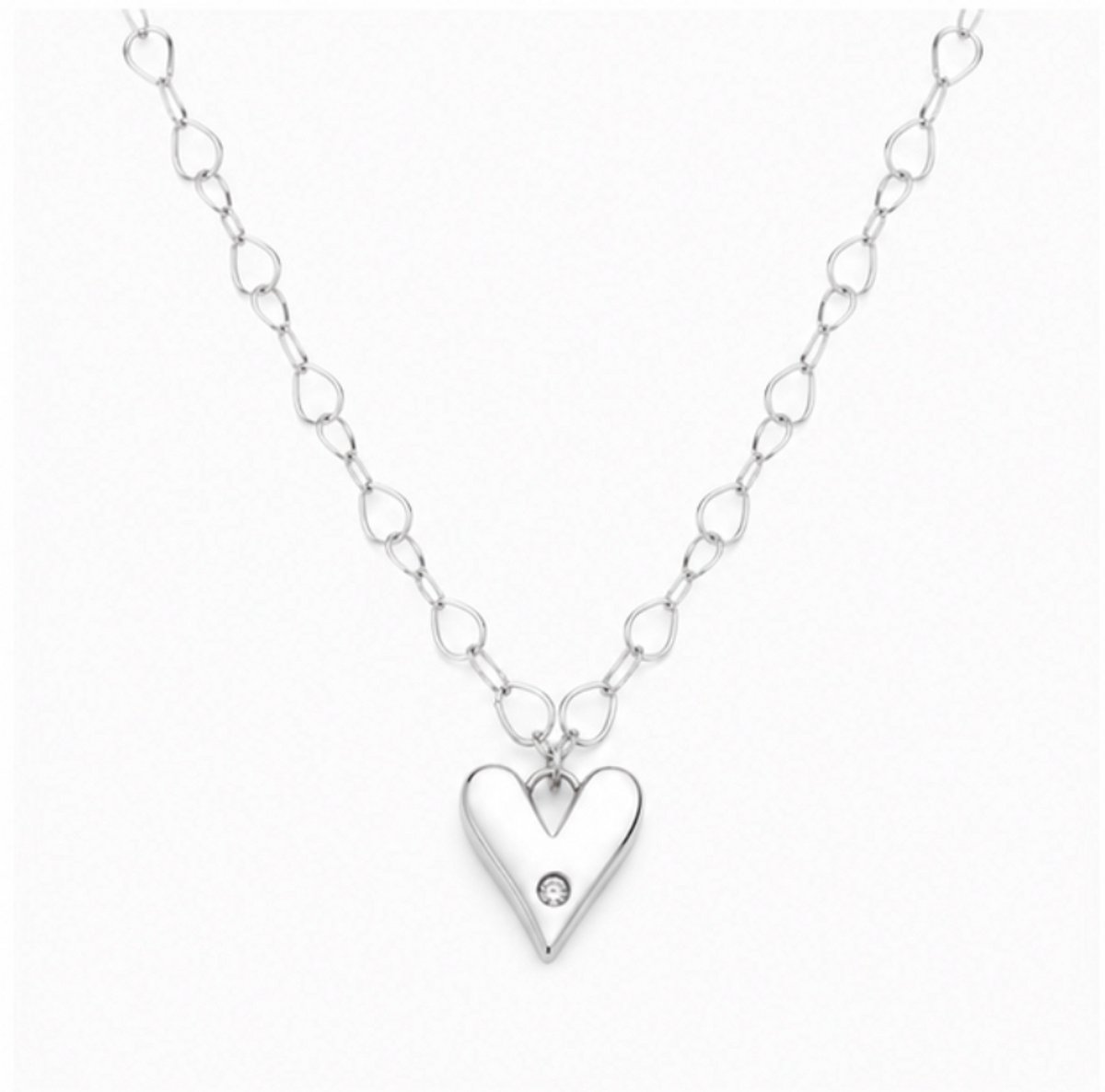 Rivello – Ketting Dames Zilver Hartje Zirkonia – Roestvrij Staal – Nikkelvrij – Cadeau Voor Haar
