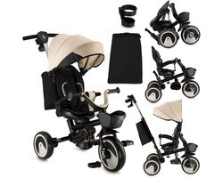 MoMi IVI - Driewieler met Duwstang - Omkeerbare Zitting - Opvouwbaar - Beige