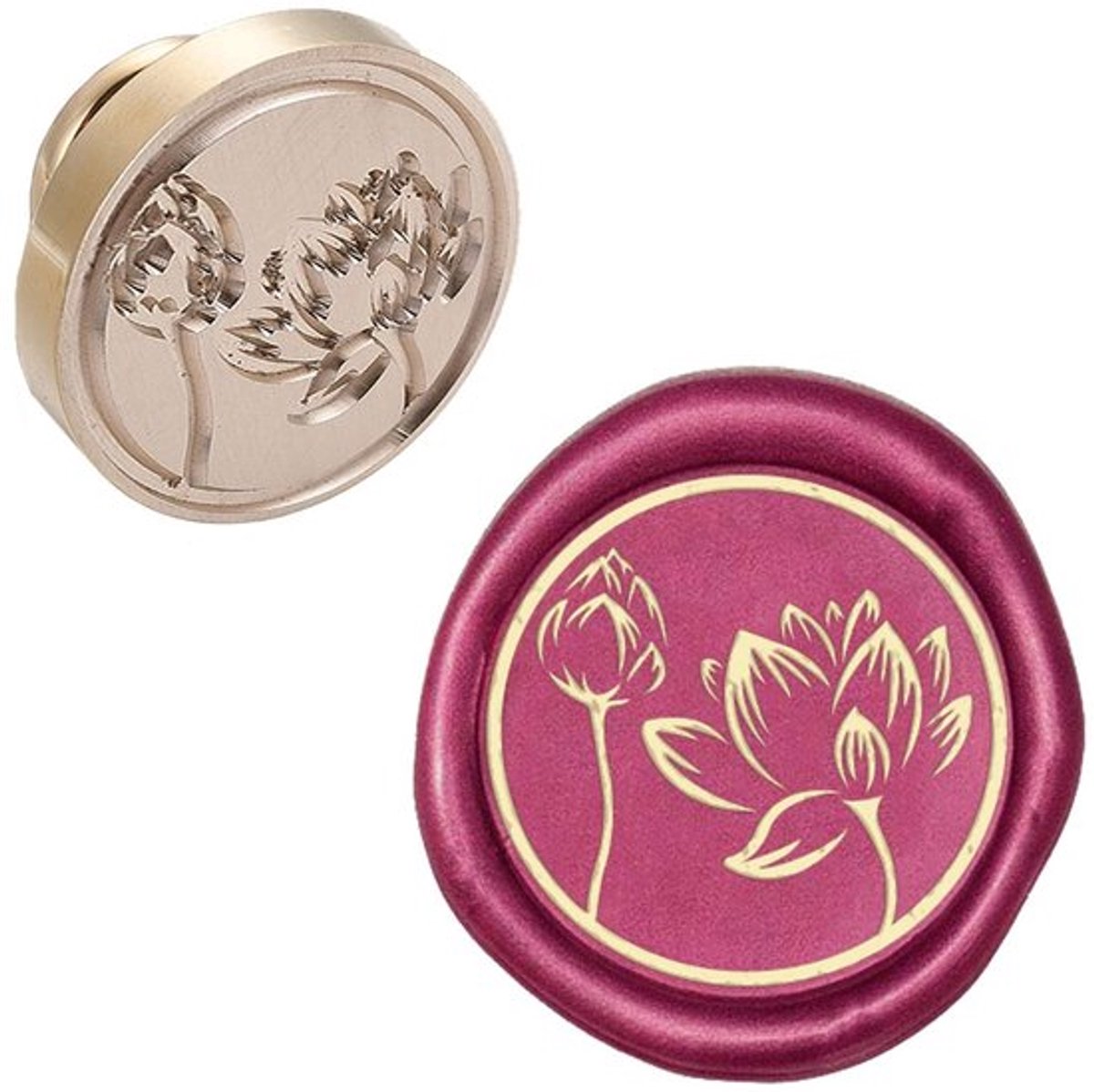 Zeynomax - Wax Seal Stempel Hoofd Lotus - Verwijderbare Afdichting - Gouden Kleur