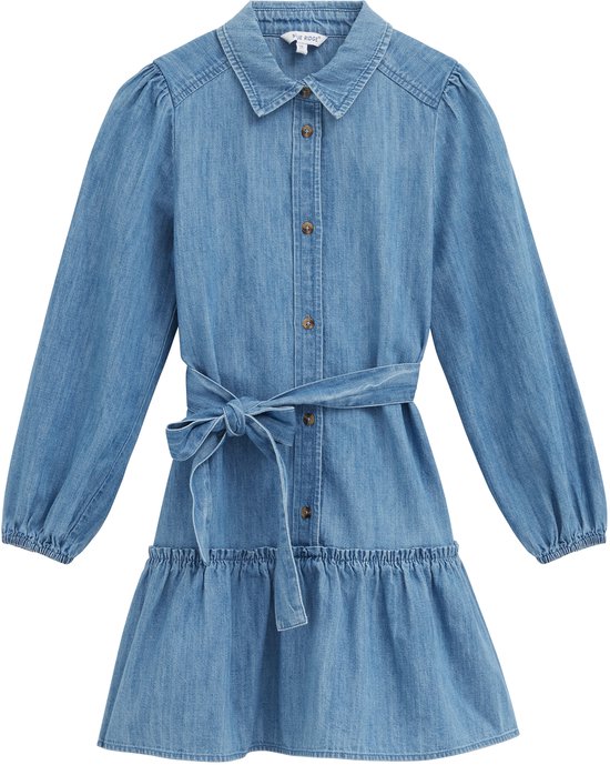 WE Fashion Meisjes denim jurk met strikceintuur