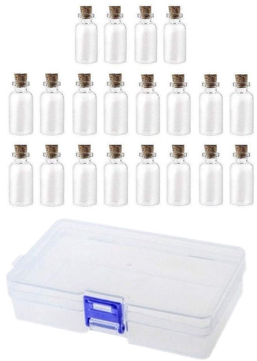 Glazen mini flessen 5ml met kurk - 20 stuks