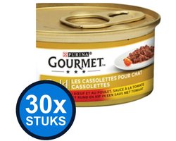 30x Gourmet - Gold Cassolettes Rund & Kip - Kattenvoer Natvoer - 85g