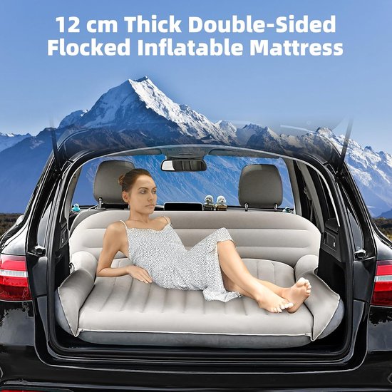 Opblaasbaar matras - Kampeerbed SUV - Reizen en kamperen - Dubbel gevlokt comfort - 192 x 125 cm - Grijs — afbeelding 2