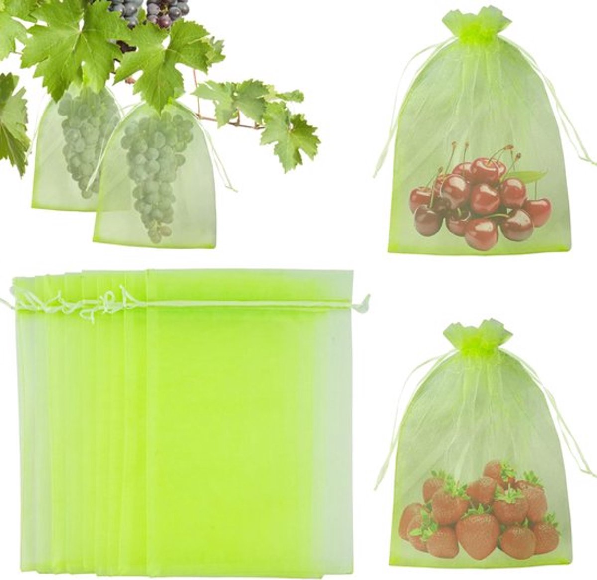 Dailygoods- Druivenbeschermzakken 50 stuks - 15 x 20 cm - Organza - Trekkoord