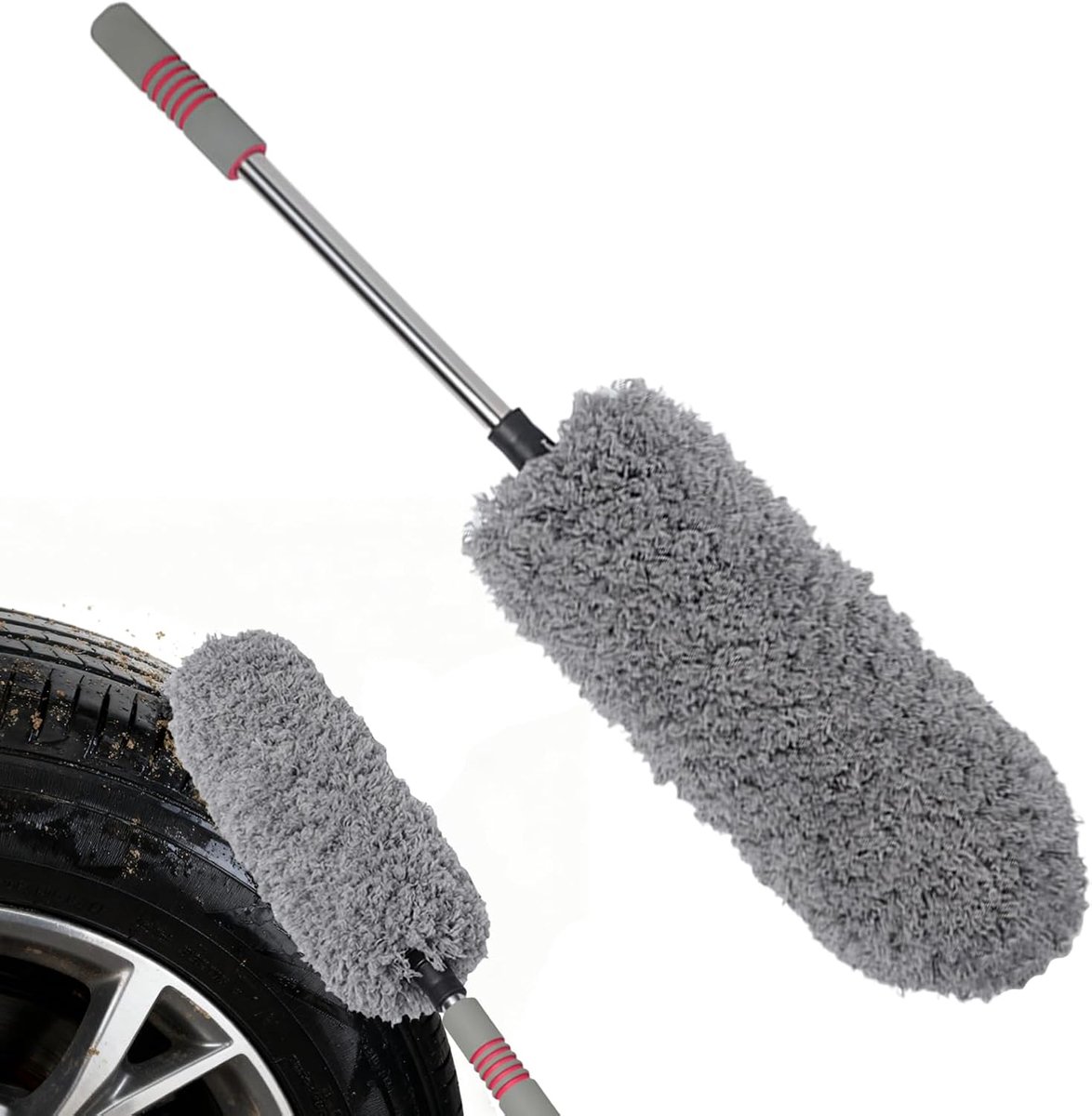 Auto Stofdoek - Reinigingsborstel - Interieur reinigen - Uitschuifbaar krasvrij - 57-78 cm - Grijs