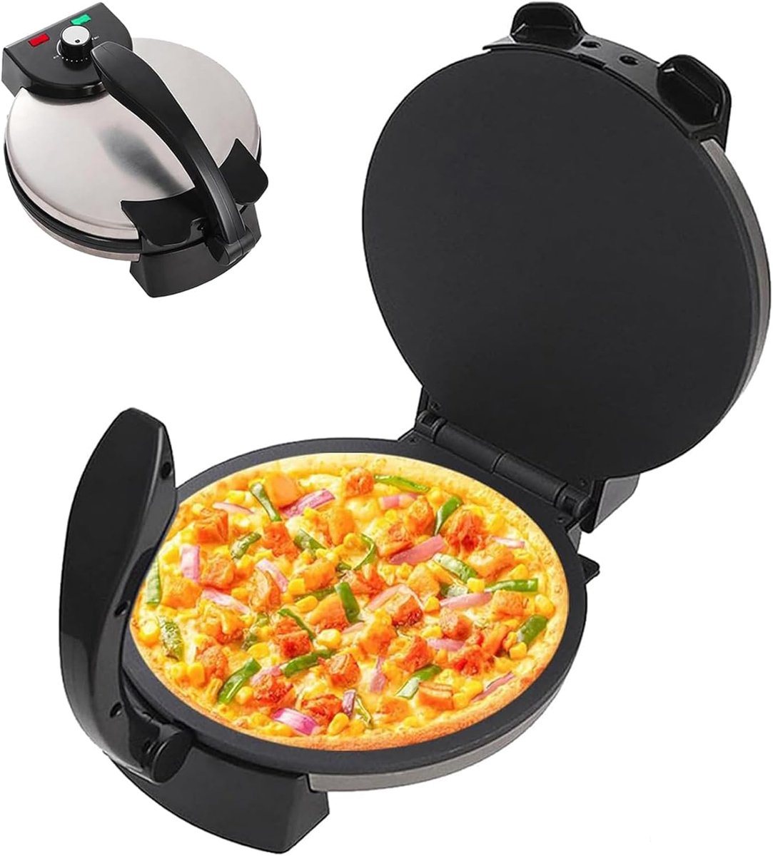Elektrische Roti Maker - Automatische Chapati Machine - Platbrood Bakken - Dubbelzijdige Verwarming - 30 cm - Zwart