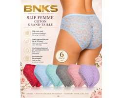 Dames slips hoge taille - 6-pak katoen - Maat XL