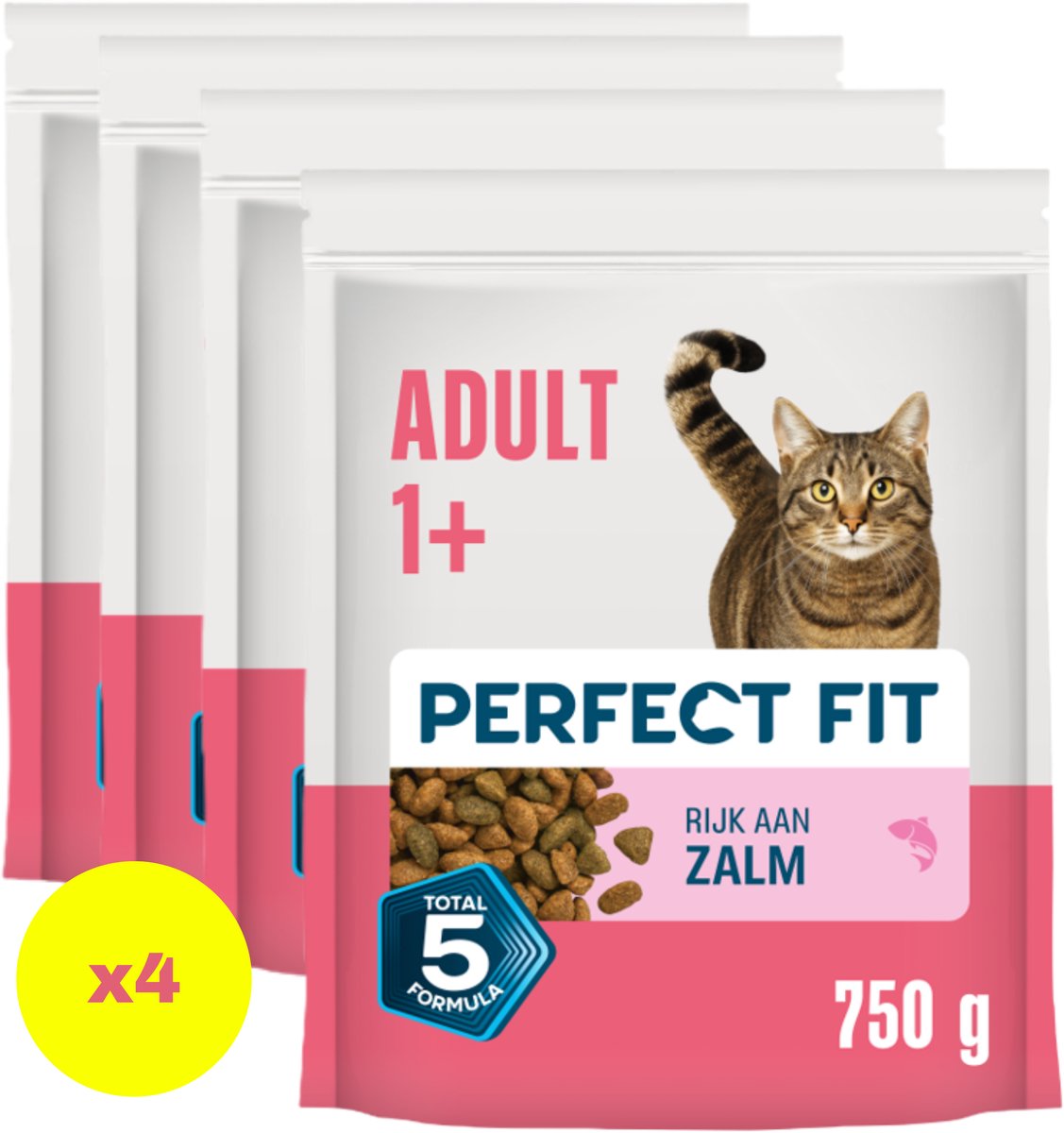 Perfect Fit Perfect Fit Kattenbrokken - Active Adult - Zalm - 4x750g