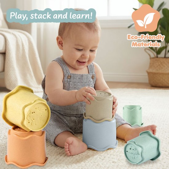 Science4you Baby Stapelbekers 3 in 1 - Baby stapelspeelgoed met 6 bekers, stapelen leren baden strand binnen en buiten, 6 9 12 maanden+ van Science 4 You — afbeelding 5