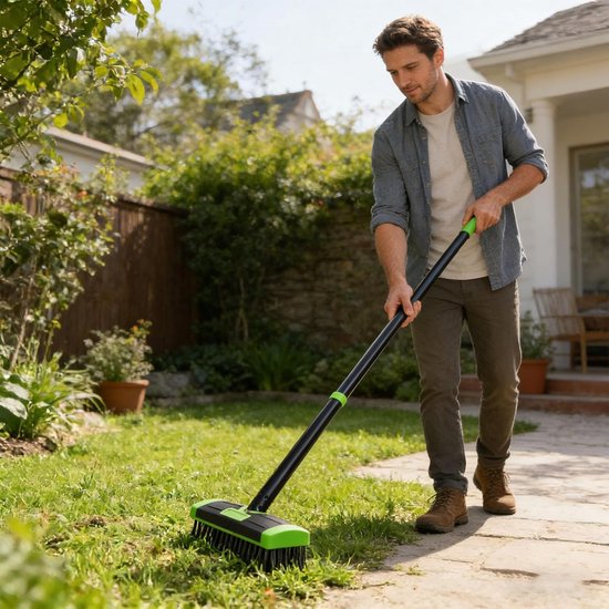 Wieden Borstel - Onkruidborstel Tegelborstel - Terras Reinigen - Uitschuifbare Handgreep - Verstelbaar - Groen — afbeelding 4