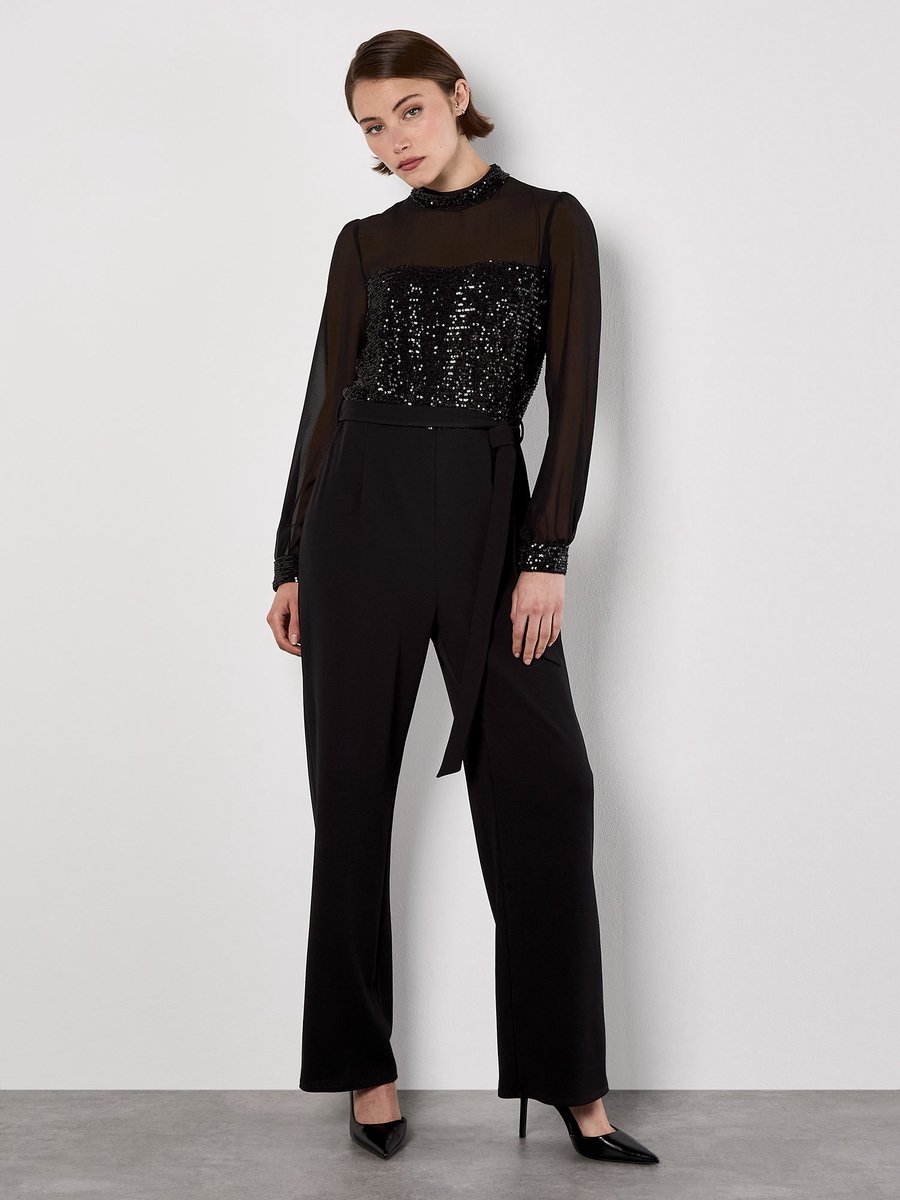Jumpsuit met pailletten op het lijfje