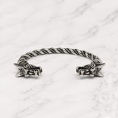 Mei's - Viking Nordic Wolf - armband heren - RVS zilver - polsmaat verstelbaar