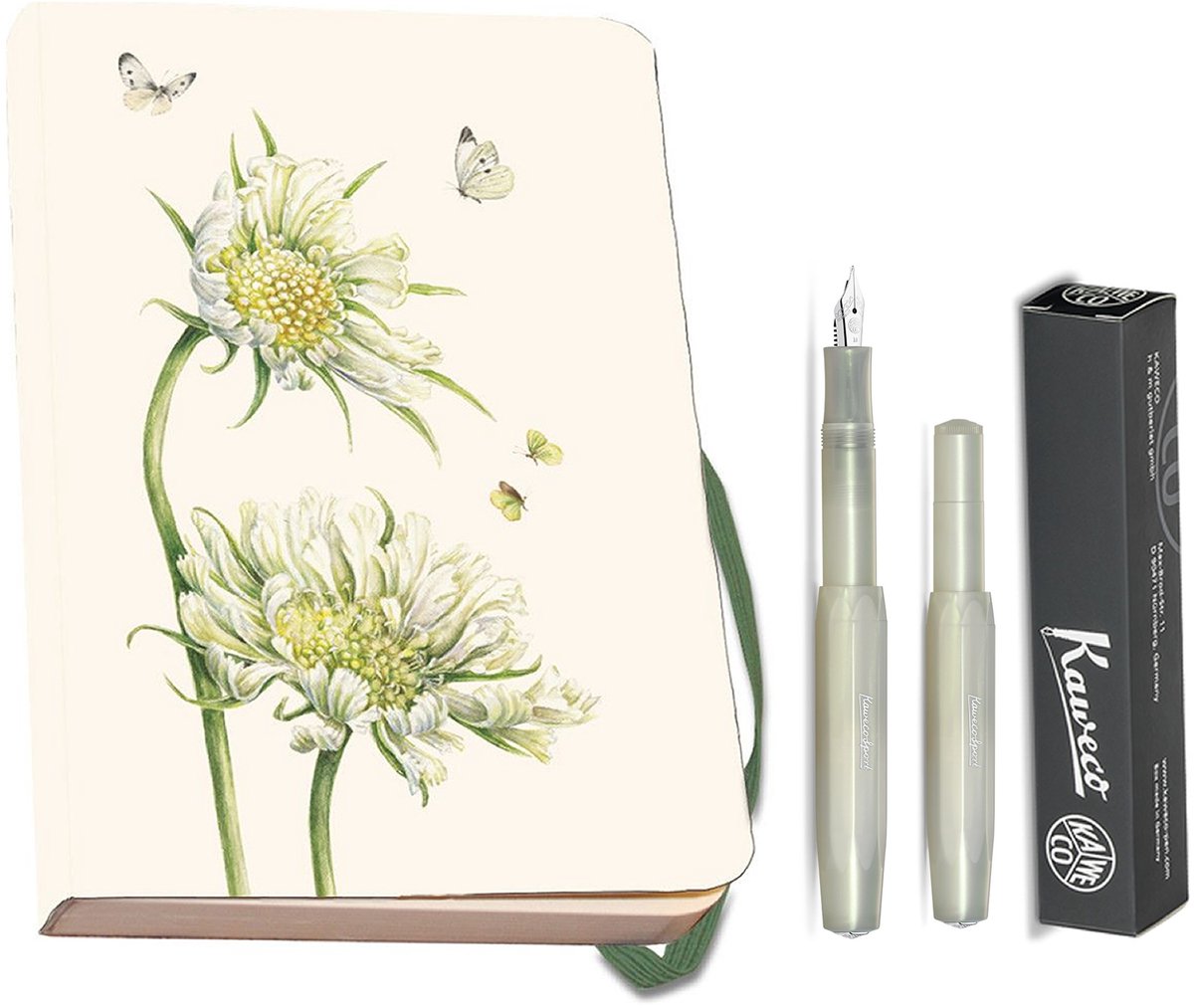 Kaweco - Bekking & Blitz - Schrijfwarenset - NOTEBOOK KLEIN 9,5X15 harde kaft groen - Vulpen Light Green Extra Breed