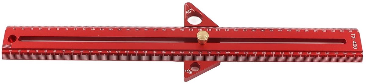 Houtbewerking Liniaal - Hoekmeter Meetinstrument - Precisie Metingen - Schuifontwerp - 40 cm - Rood
