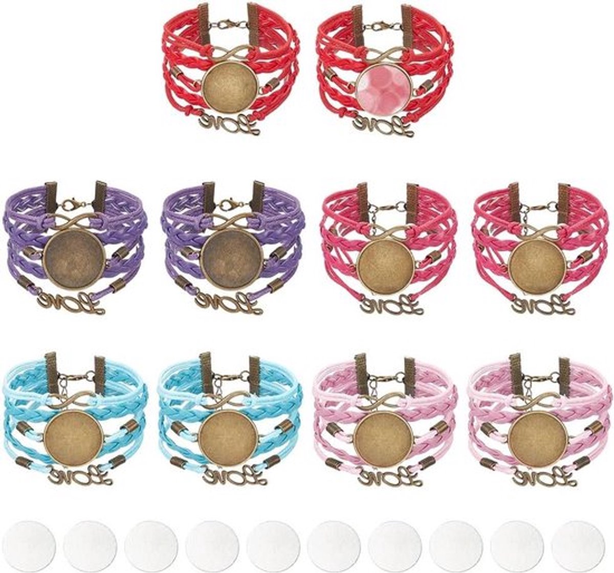 Allecto Plus - Sublimatie Armbandsets: 10 stuks, 5 kleuren, meerdere strengen, 25