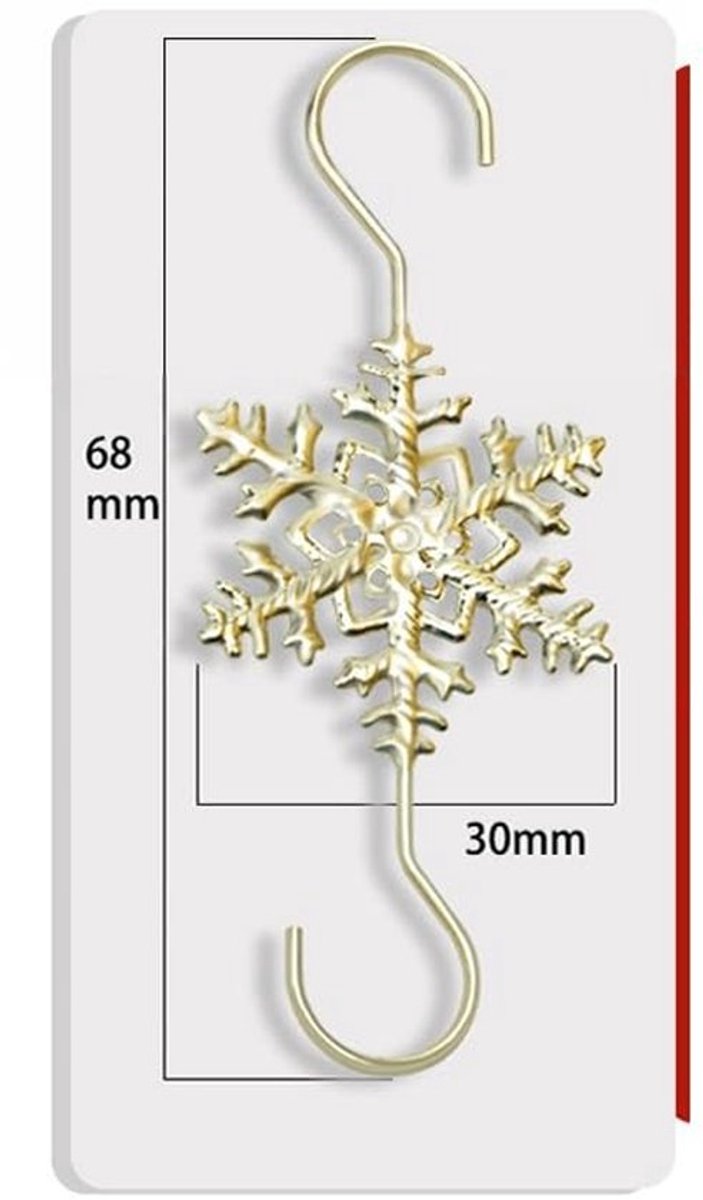 Jhubersproducts - S-vormige metalen kerstboom haken - Duurzaam RVS - Sneeuwvlok
